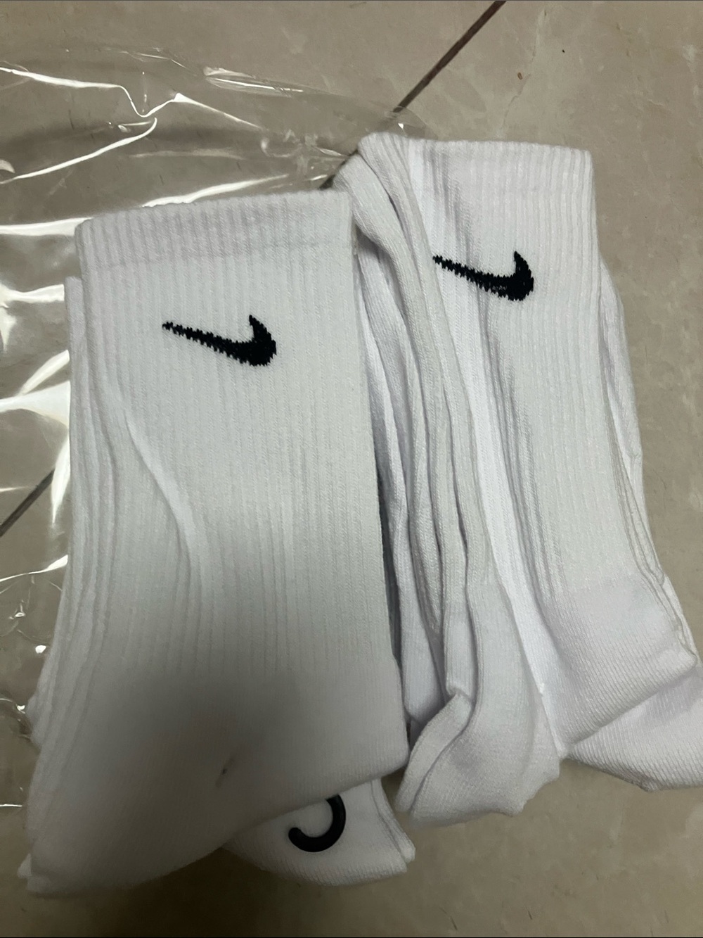 Nike White Crew Athletic Socks with Black Swoosh - 6 Pack - Picture 4 of 4